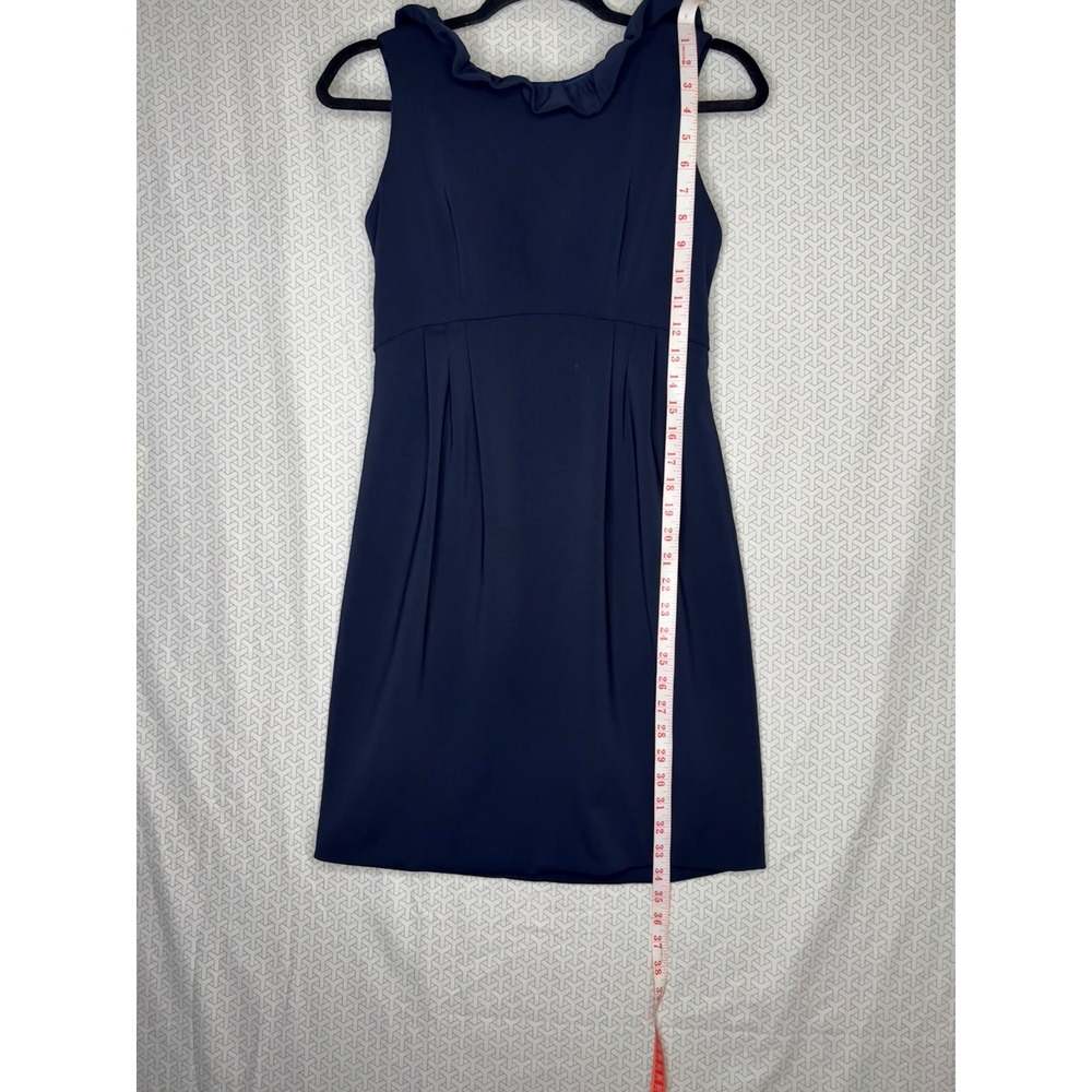 Camlyn Beth Navy Blue Sleeveless Ruffle Neck Button Back The Go Go Dress Size 2 - Picture 7 of 9